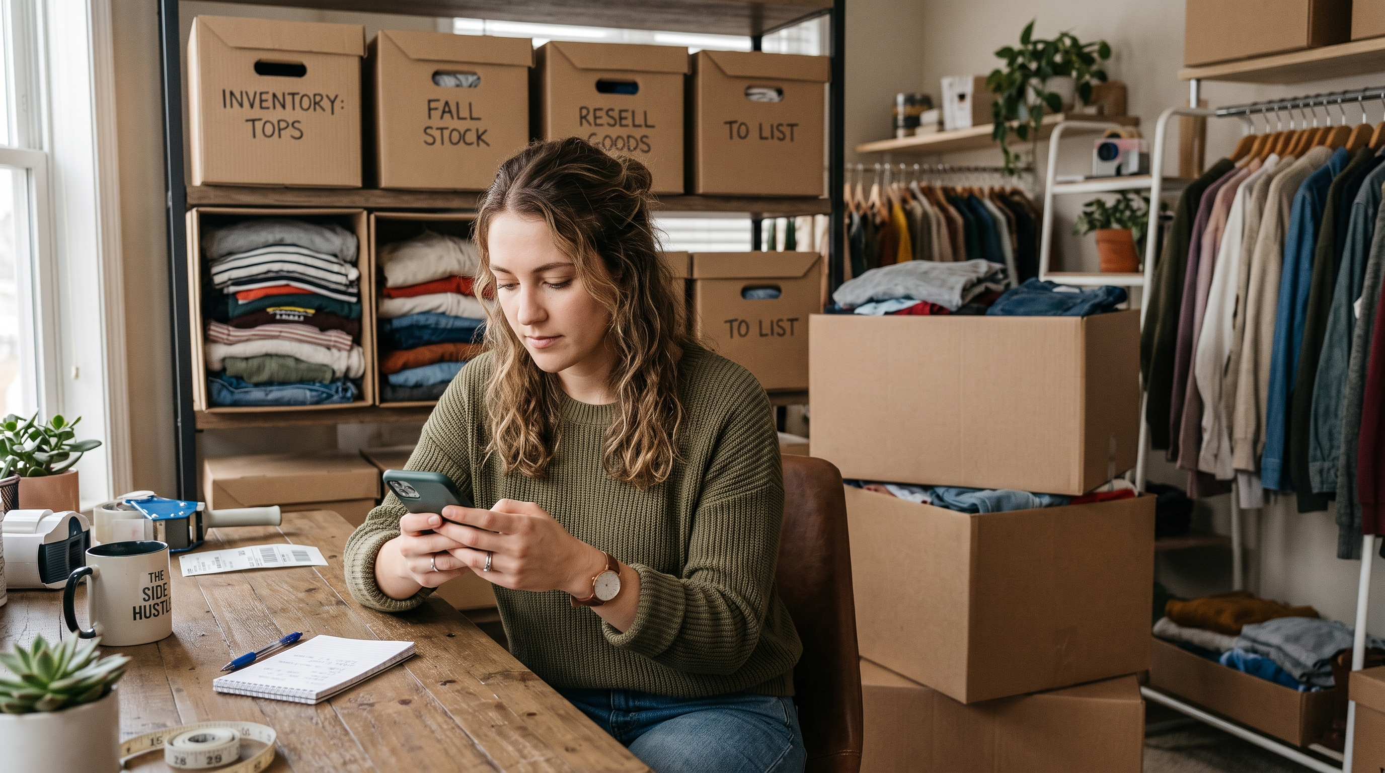 Reseller checking inventory on Poshmark app